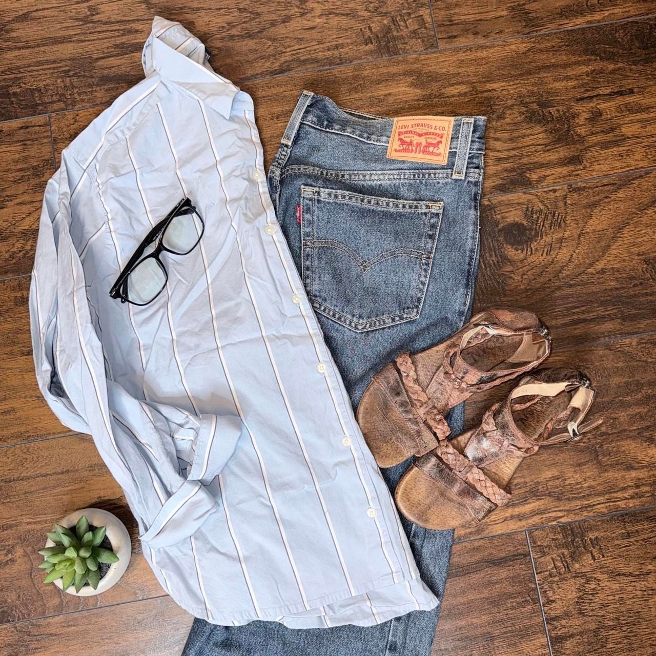 Vineyard Vines Striped Button Down Shirt XS Light Blue Long Sleeve 4