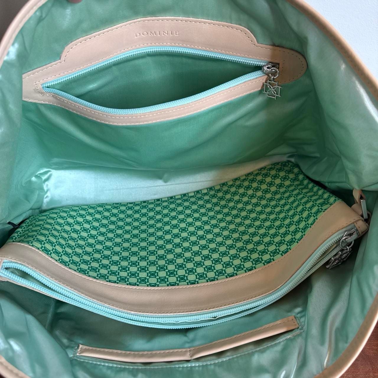 Dominie The Isabella Canvas Tote Bag Green Monogram NWT 7