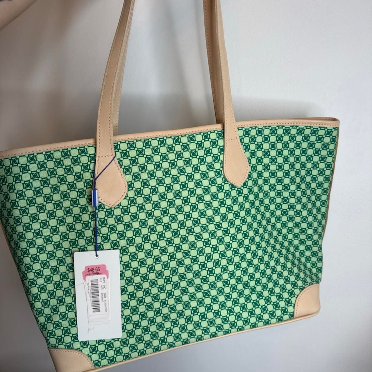 Dominie The Isabella Canvas Tote Bag Green Monogram NWT 9