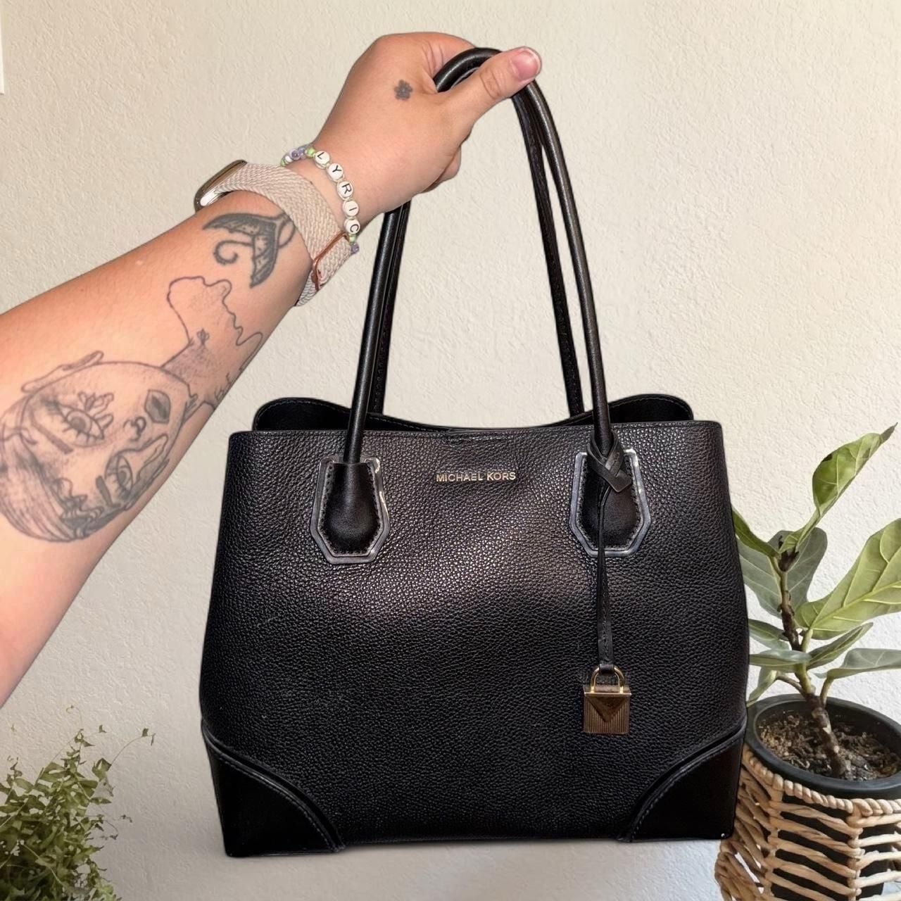 Michael Kors Mercer Pebbled Leather Tote Black 2
