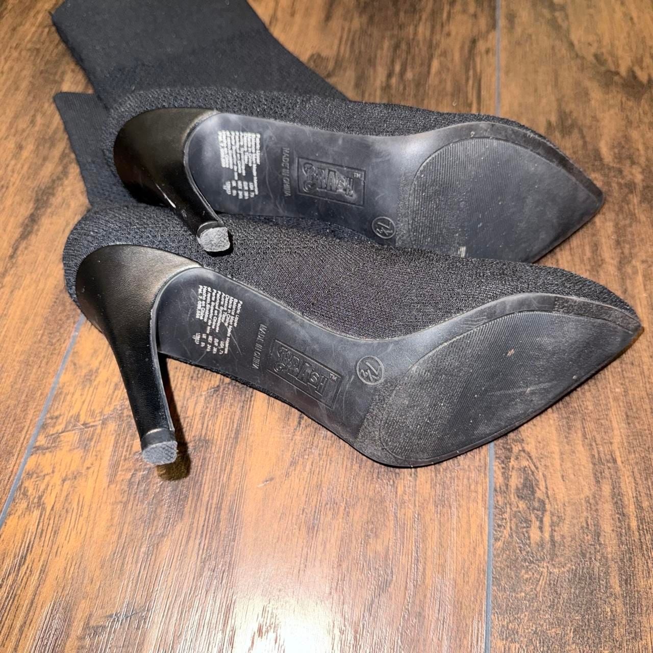 BRASH Black Stretch Knit Stiletto Heel Sock Booties Size 7.5 7