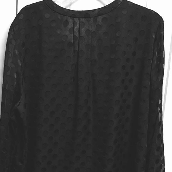 Talbots Black Dot-Texture Sheer Long-Sleeve Blouse Size XL 7