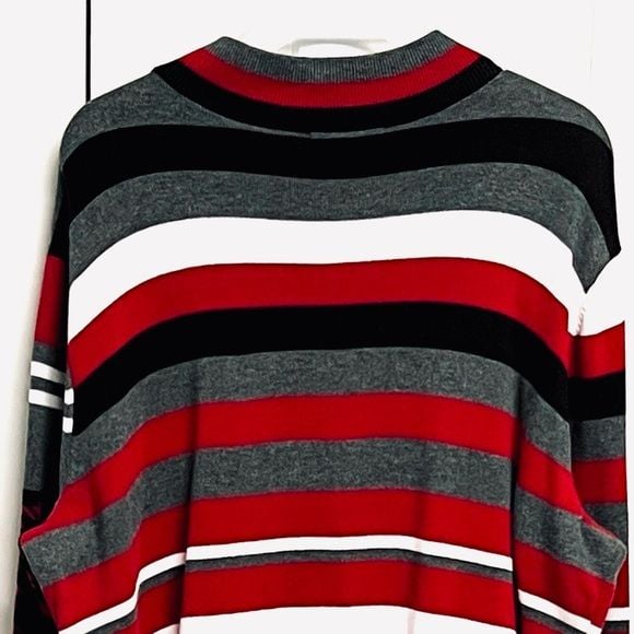 Croft & Barrow Red, Black, Gray & White Zip-Up Cardigan Sweater Plus Size 1X 7