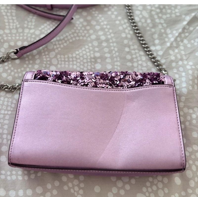 Coach sequined purple/lilac Flap Clutch Crossbody NWT 14