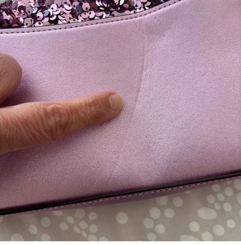Coach sequined purple/lilac Flap Clutch Crossbody NWT 15
