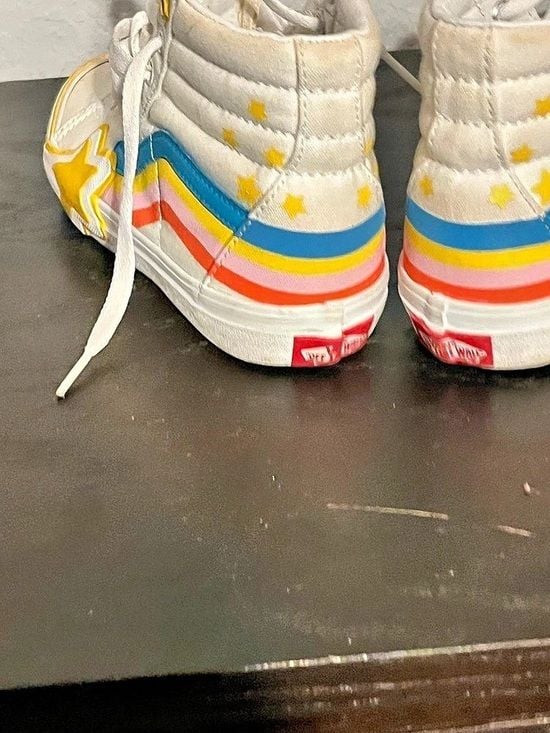 Vans Kids Sk8-Hi Rainbow Star Color Block High Top Sneakers 6