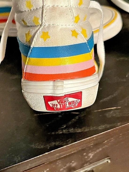 Vans Kids Sk8-Hi Rainbow Star Color Block High Top Sneakers 7