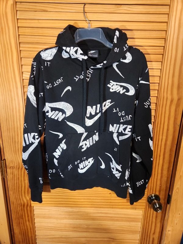Nike Sportswear Club Men's All-Over Print "Scribble" Pullover Hoodie size small 2