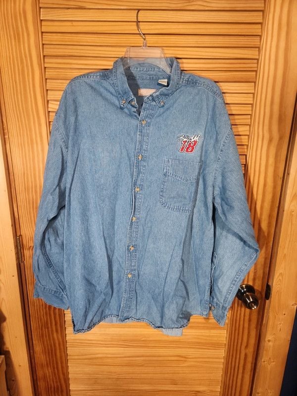 Vintage 90s Nascar Bobby Labonte #18 Denim Shirt Men's XL 2