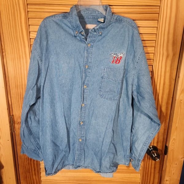 Vintage 90s Nascar Bobby Labonte #18 Denim Shirt Men's XL