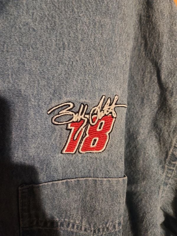Vintage 90s Nascar Bobby Labonte #18 Denim Shirt Men's XL 3