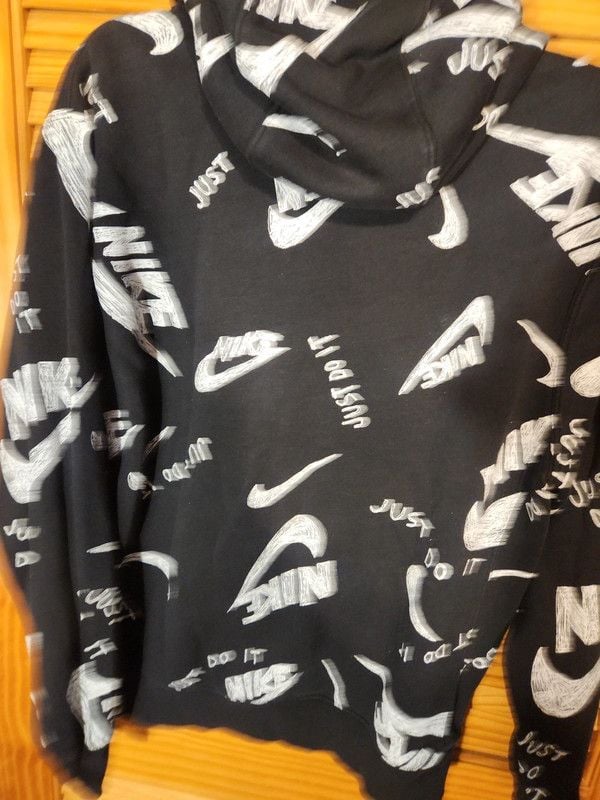 Nike Sportswear Club Men's All-Over Print "Scribble" Pullover Hoodie size small 7