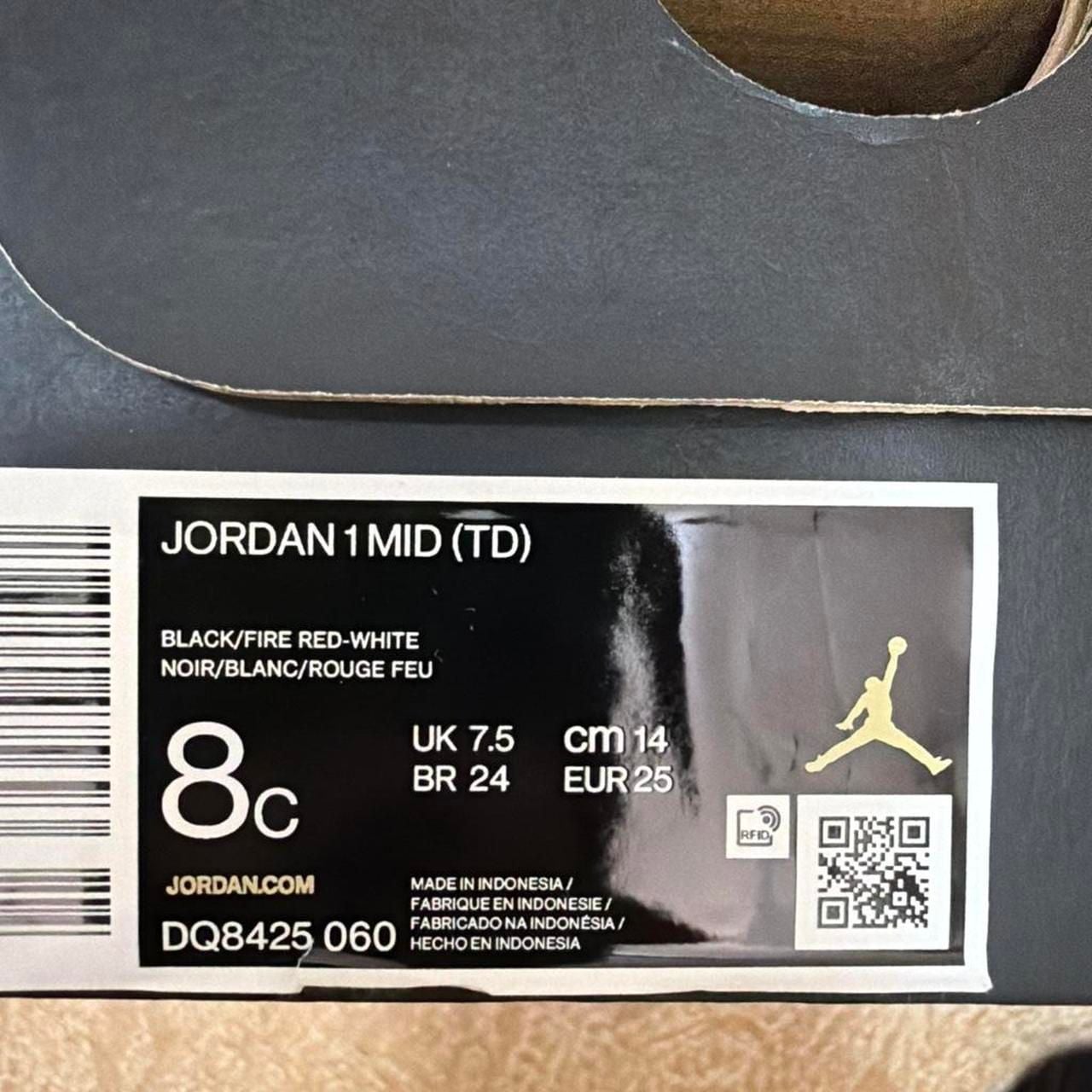 Jordan 1 Mid TD Size 8C Black Fire Red White 5