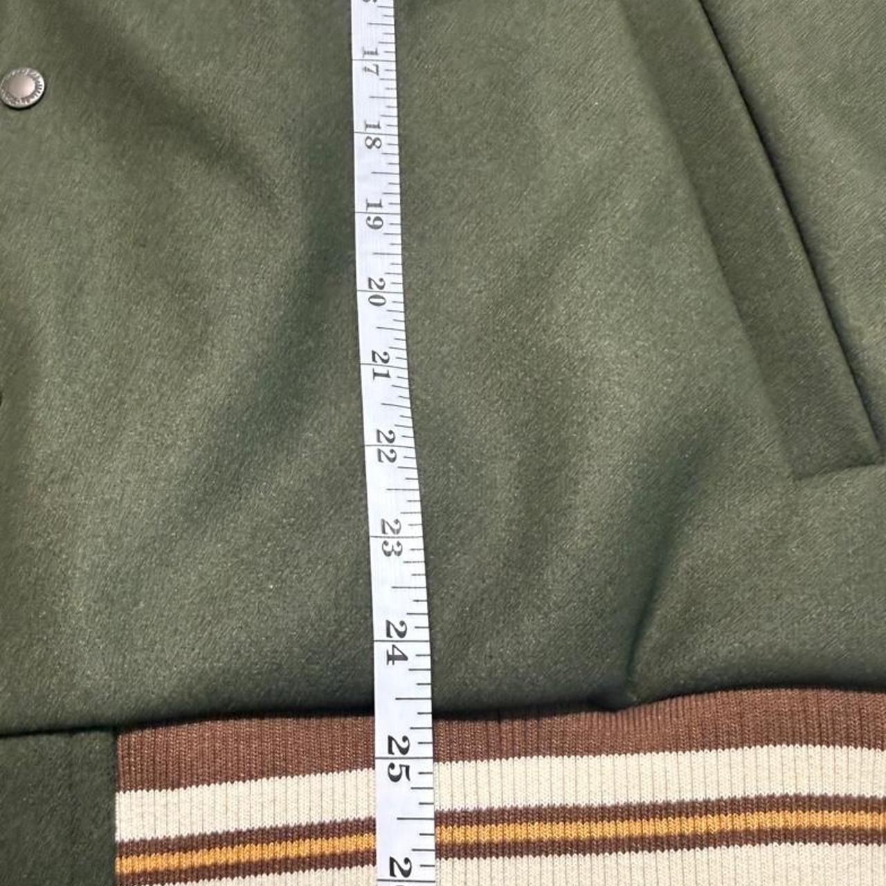 Rebel Minds Varsity Jacket Size L Green Yellow Rhinestone Patches 5