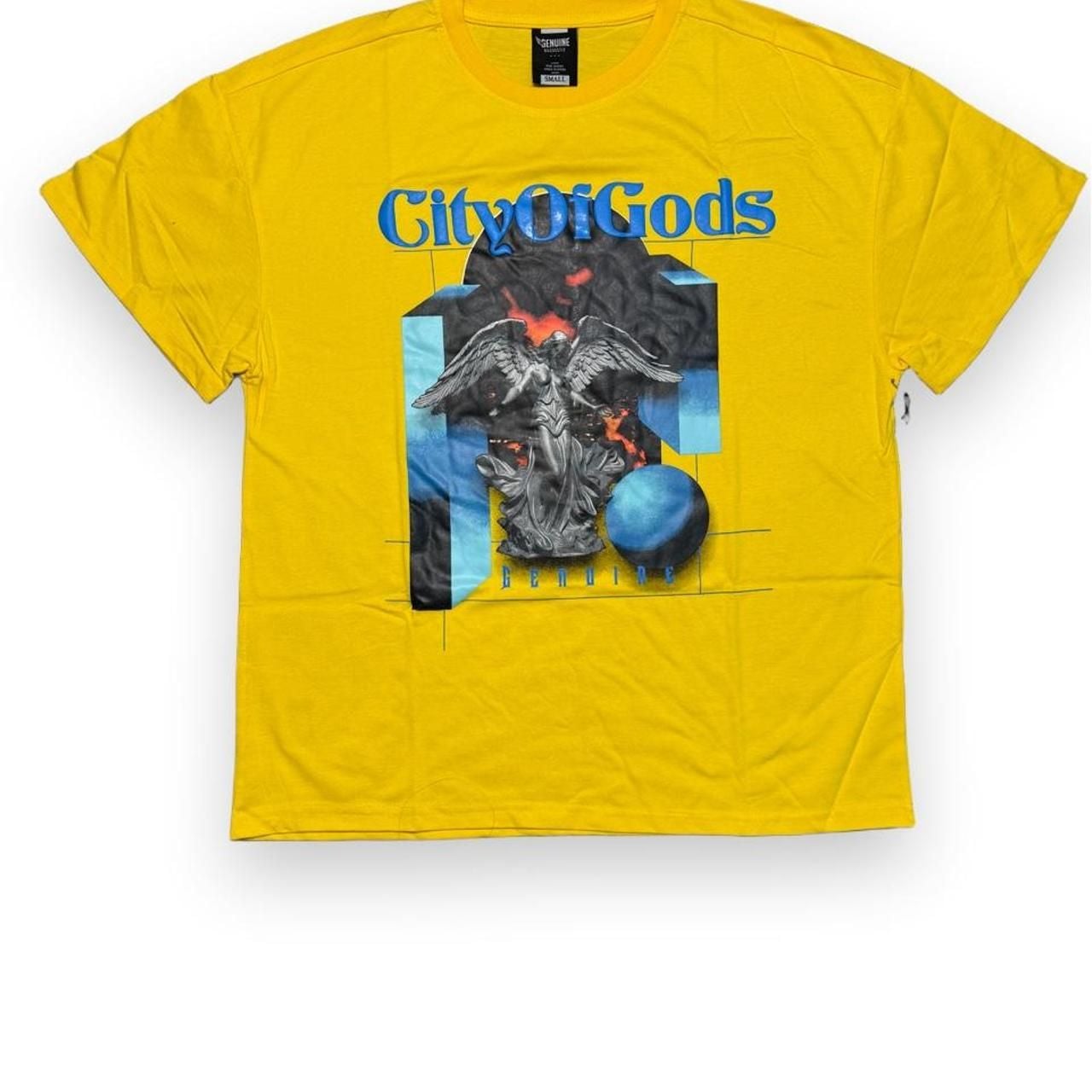 Genuine Authentic City Of Gods Graphic T-Shirt Size L Yellow GN3465 2