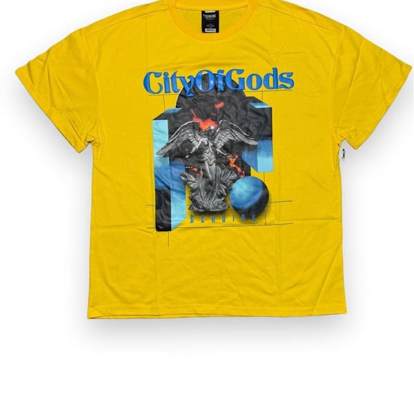 Genuine Authentic City Of Gods Graphic T-Shirt Size L Yellow GN3465