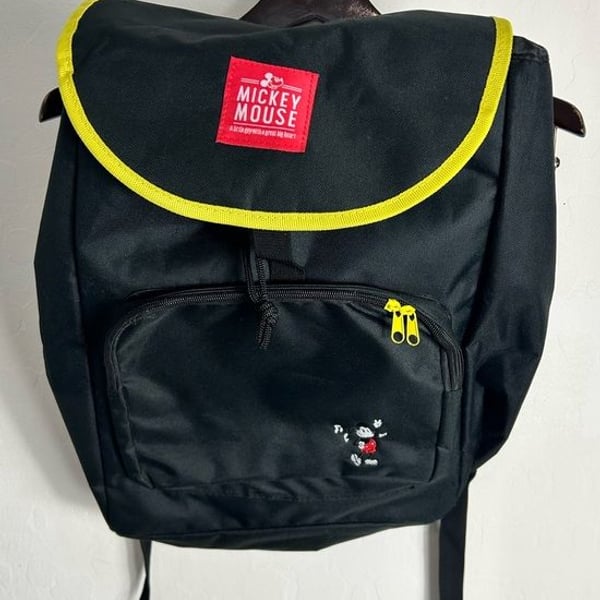 Disney Black Backpack with Yellow Trim - Mickey Mouse Patch
