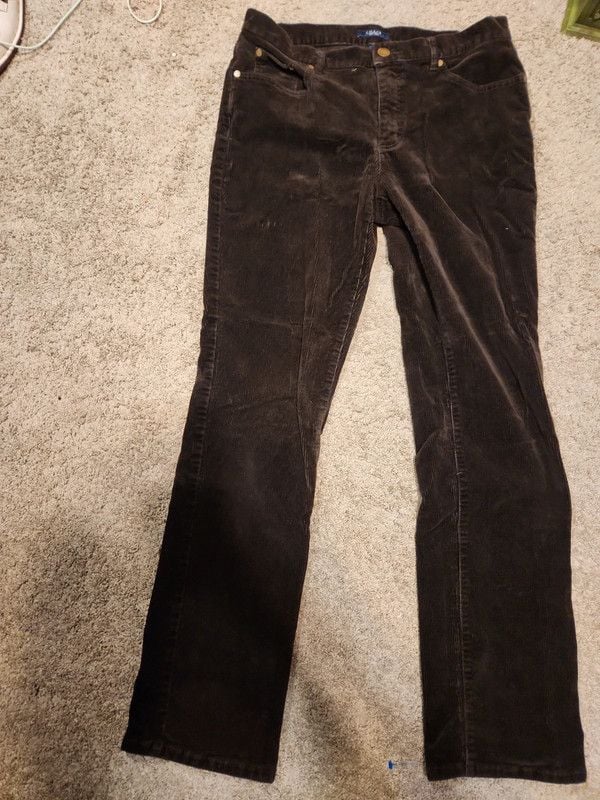 y2k Chaps Women's Chocolate Brown Slim Straight Corduroy Pants - Size 8 2