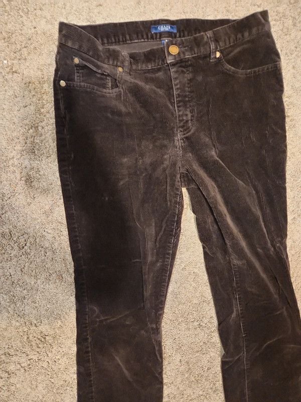 y2k Chaps Women's Chocolate Brown Slim Straight Corduroy Pants - Size 8 3