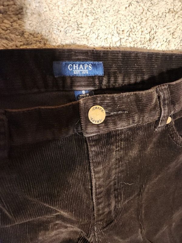 y2k Chaps Women's Chocolate Brown Slim Straight Corduroy Pants - Size 8 4