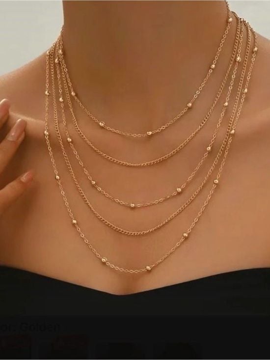 Multi-Layer Beaded Gold Necklace for Women 2