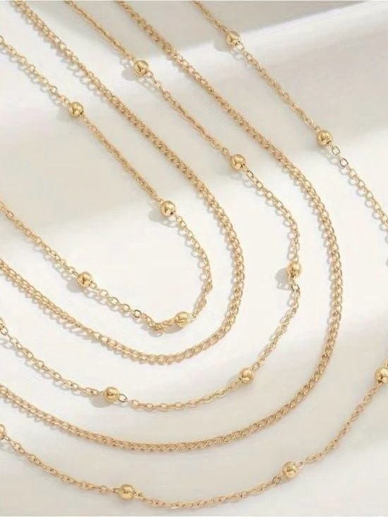 Multi-Layer Beaded Gold Necklace for Women 4