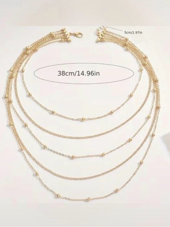Multi-Layer Beaded Gold Necklace for Women 5