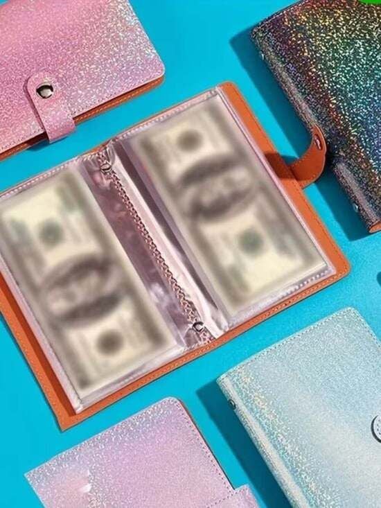 Glitter Rainbow Card Organizer Wallet - Savings Book 3