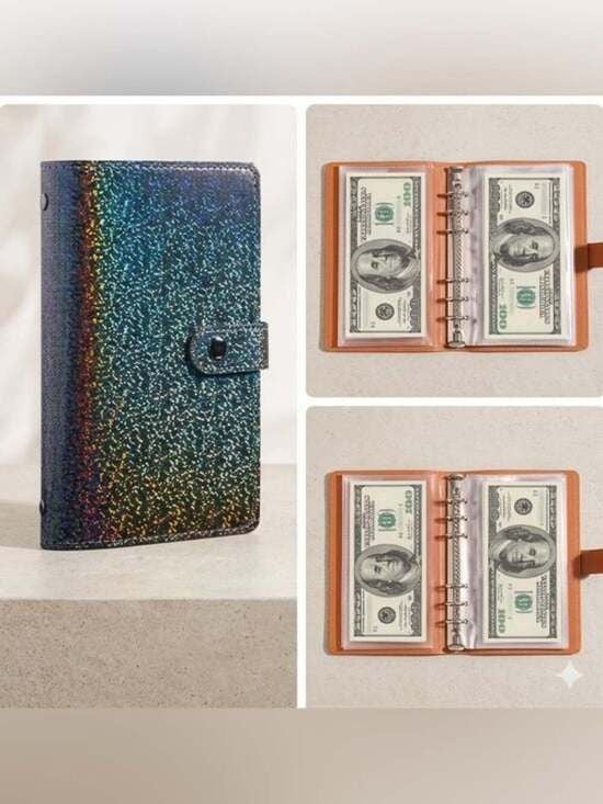Glitter Rainbow Card Organizer Wallet - Savings Book 4