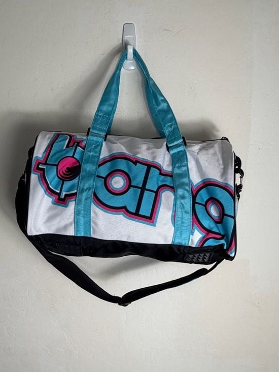 Bang Energy Drink Promo Duffle
Bag White Blue Pink Graphic
Sporty Travel 2