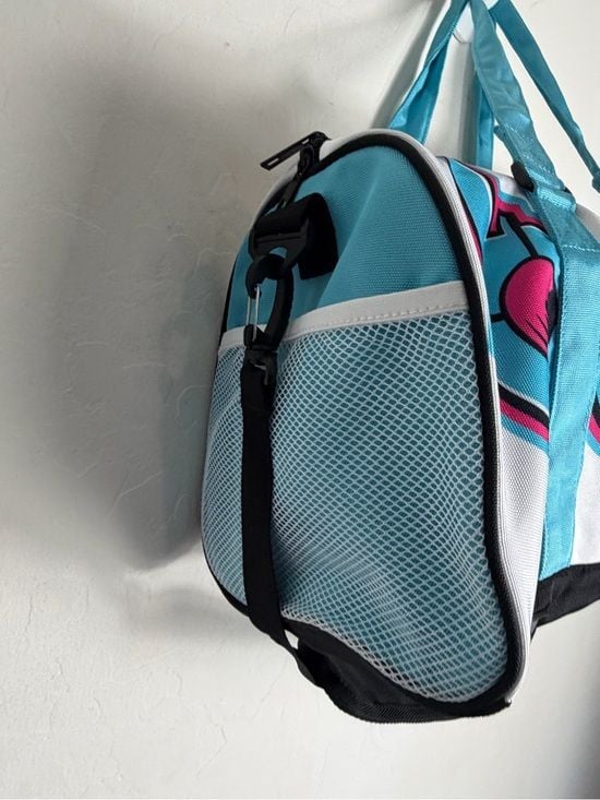 Bang Energy Drink Promo Duffle
Bag White Blue Pink Graphic
Sporty Travel 6