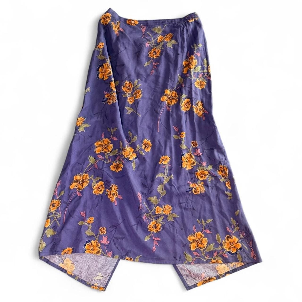 Sag Harbor Floral Maxi Skirt Size LARGE Purple Rayon 90s Vintage 2