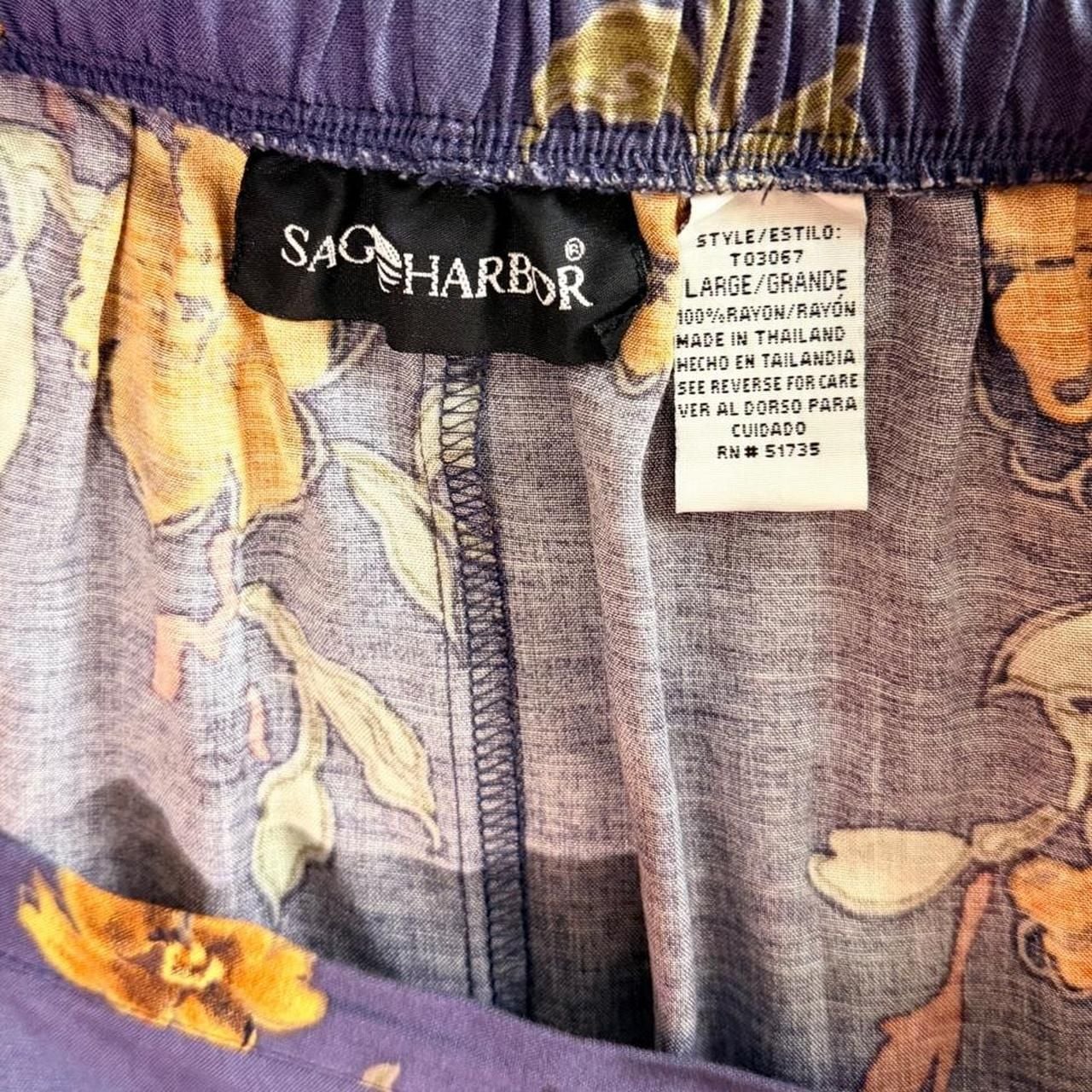 Sag Harbor Floral Maxi Skirt Size LARGE Purple Rayon 90s Vintage 3