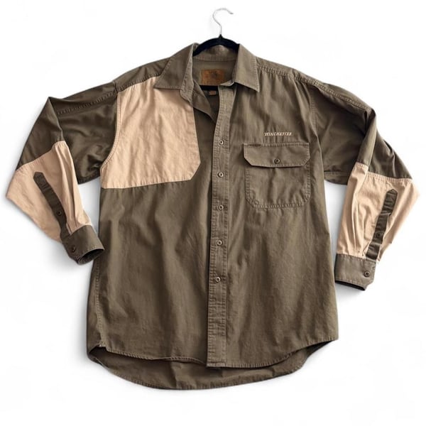 Winchester Hunting Shirt L/G Olive Tan Colorblock Utility Button-Up