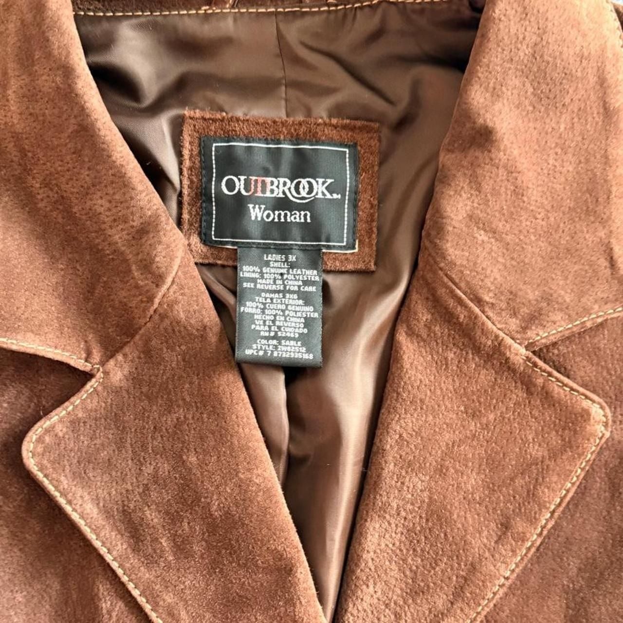 Outbrook Woman Suede Fringe Jacket Size 3X Brown Genuine Leather Western 3