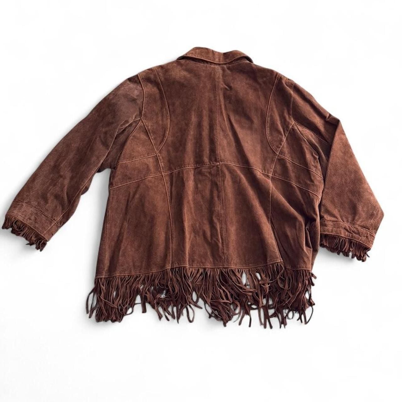 Outbrook Woman Suede Fringe Jacket Size 3X Brown Genuine Leather Western 5