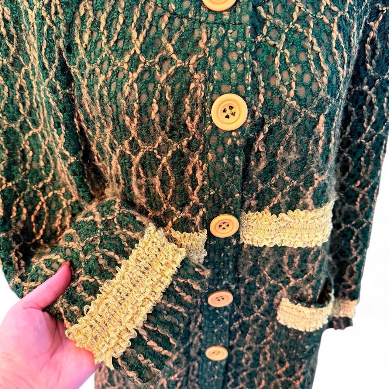 Young Essence Green Lace Coat Dress Large Vintage Y2K 4