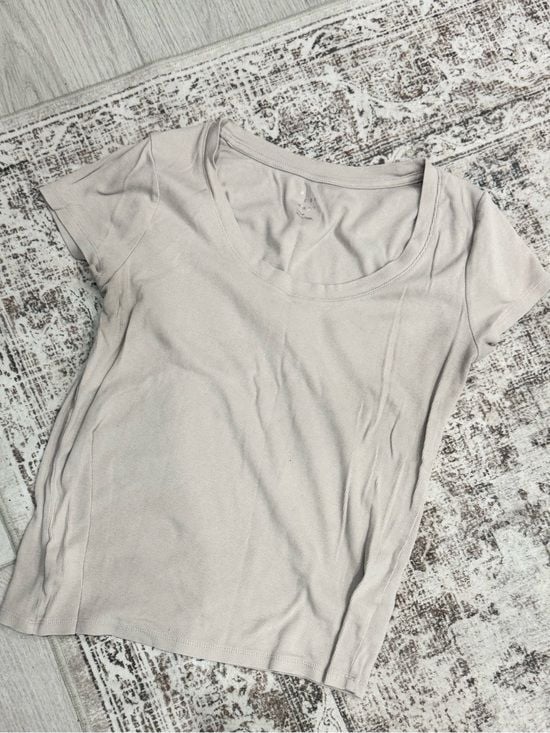 a new day Scoop Neck Short Sleeve Top - Beige 2