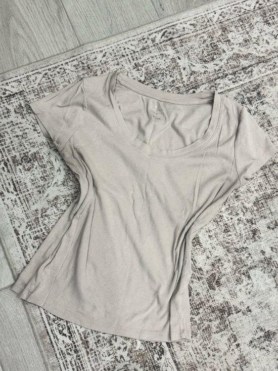 a new day Scoop Neck Short Sleeve Top - Beige 3
