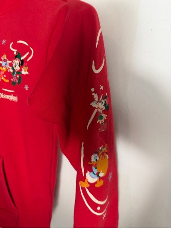Disney Red Kids' Hooded Zip-Up Sweatshirt with Mickey Holiday Graphic 3