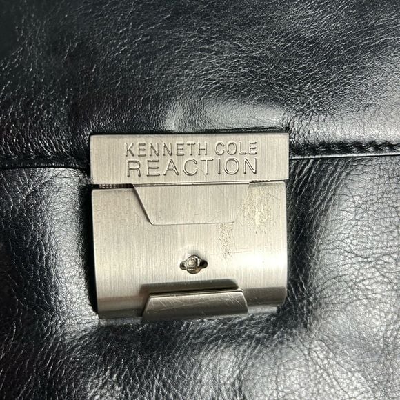 Kenneth Cole Midnight Black Leather Briefcase 8