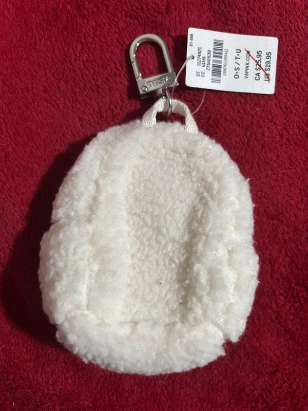 Nwt Pink Victoria’s Secret mini Sherpa keychain 4