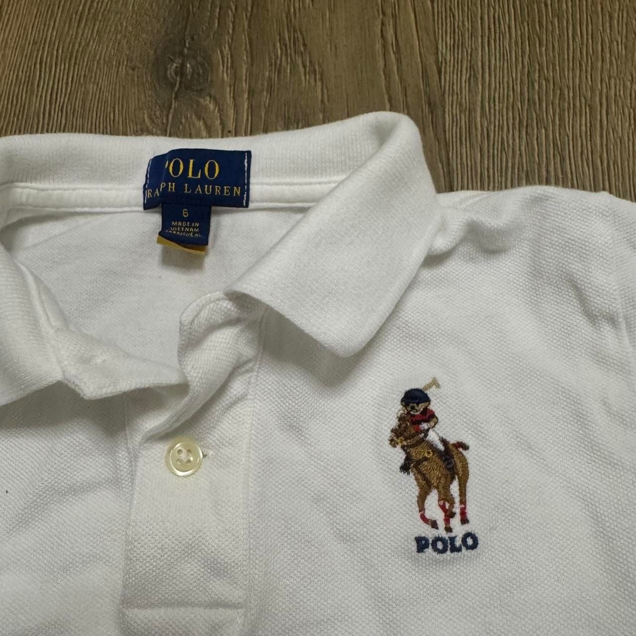 Polo Ralph Lauren Polo Bear Polo Shirt Size 6 White Cotton 5