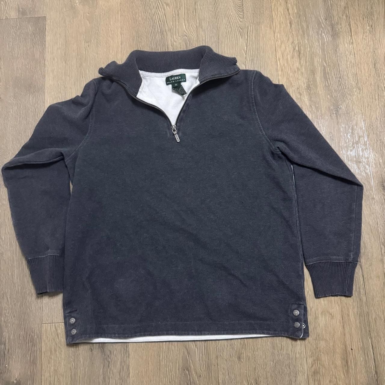 Lauren Ralph Lauren Quarter Zip Sweatshirt Size M Charcoal Grey Pullover 3