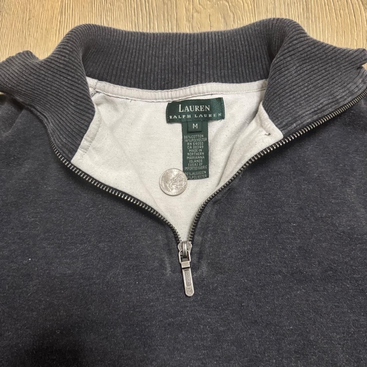 Lauren Ralph Lauren Quarter Zip Sweatshirt Size M Charcoal Grey Pullover 4