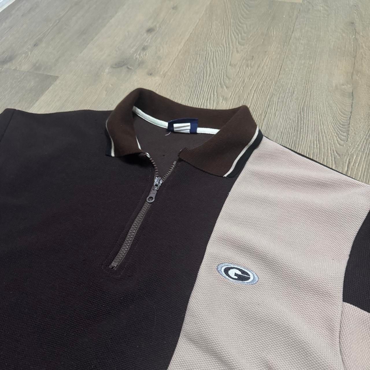 LA Gate Vintage Long Sleeve Quarter Zip Polo XL Brown Tan Made in USA 2