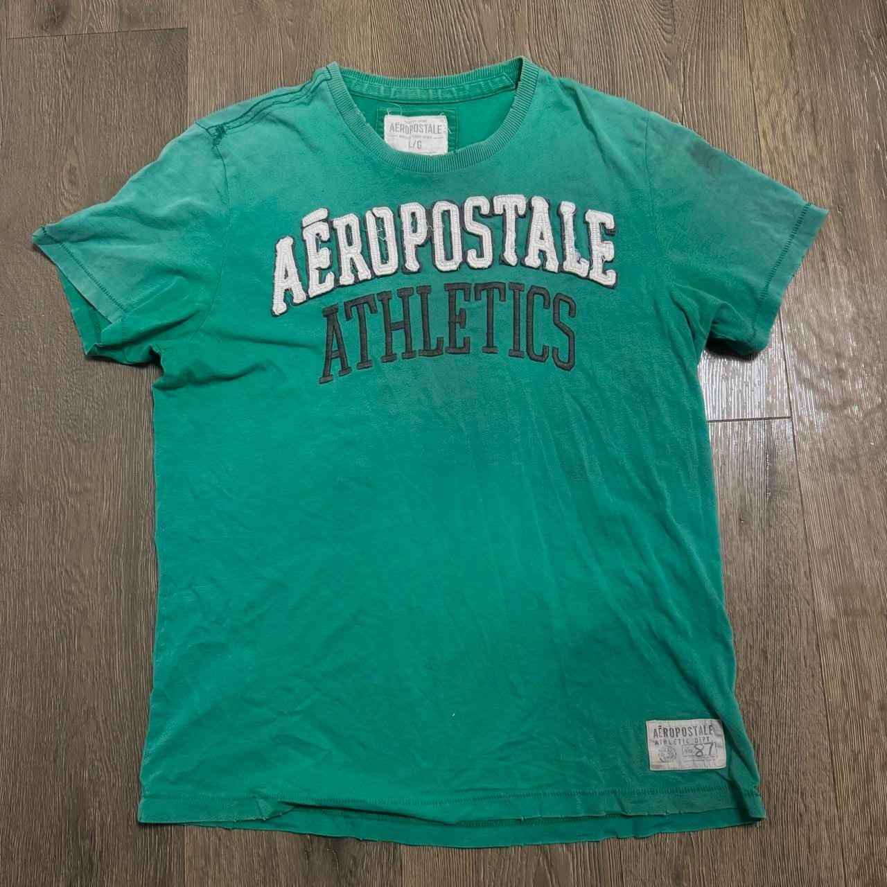 Aeropostale Athletics T-Shirt Size L/G Green Cotton Graphic Applique 3