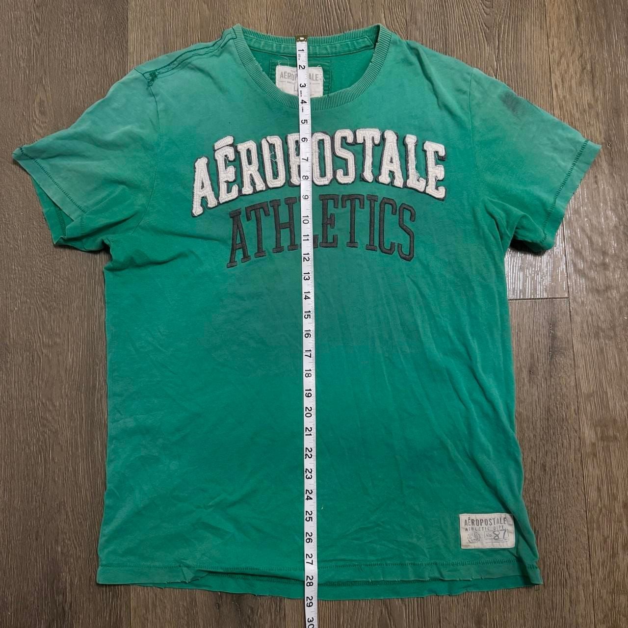 Aeropostale Athletics T-Shirt Size L/G Green Cotton Graphic Applique 4