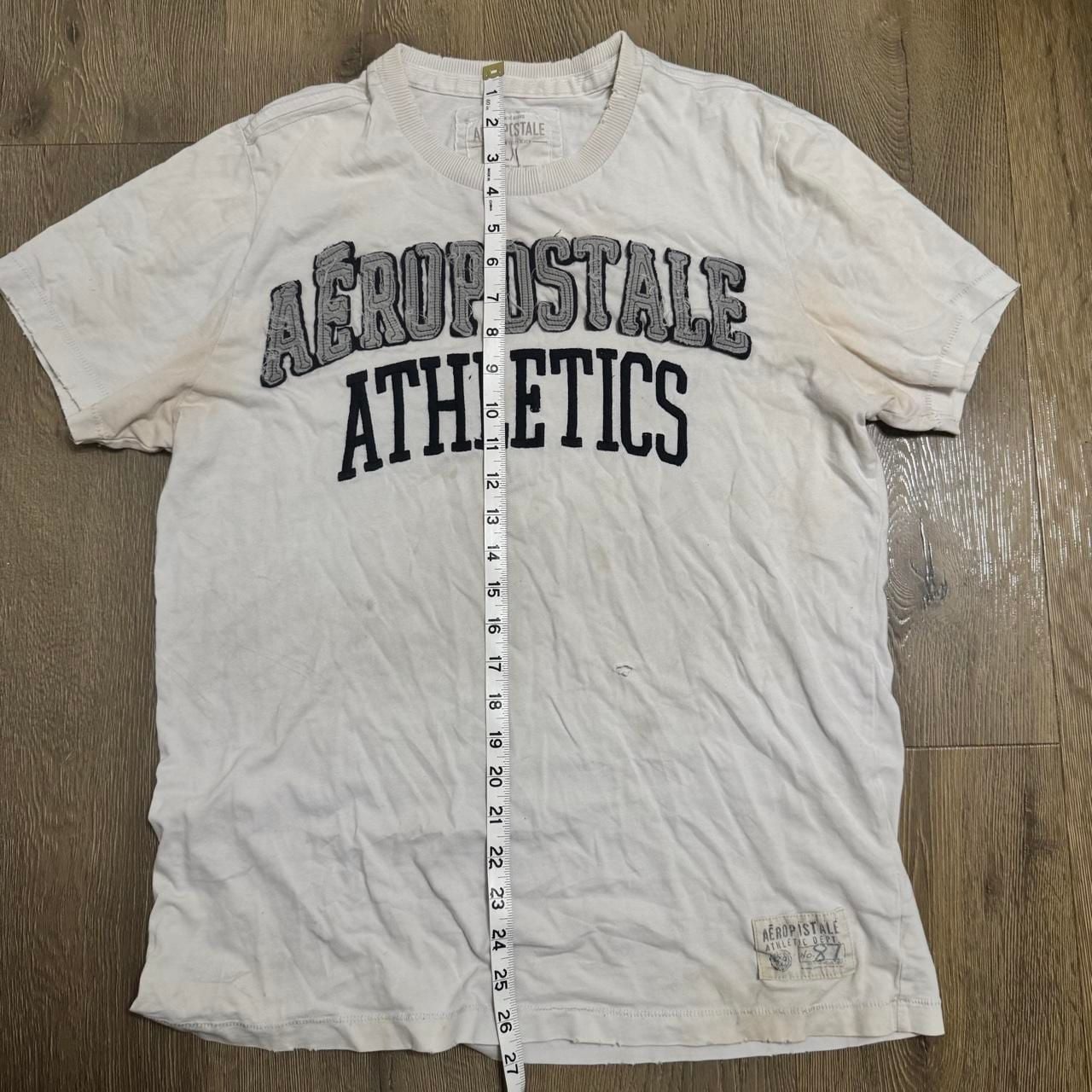 Aeropostale Athletics Graphic T-Shirt Size XL Off-White Frayed Distressed 4