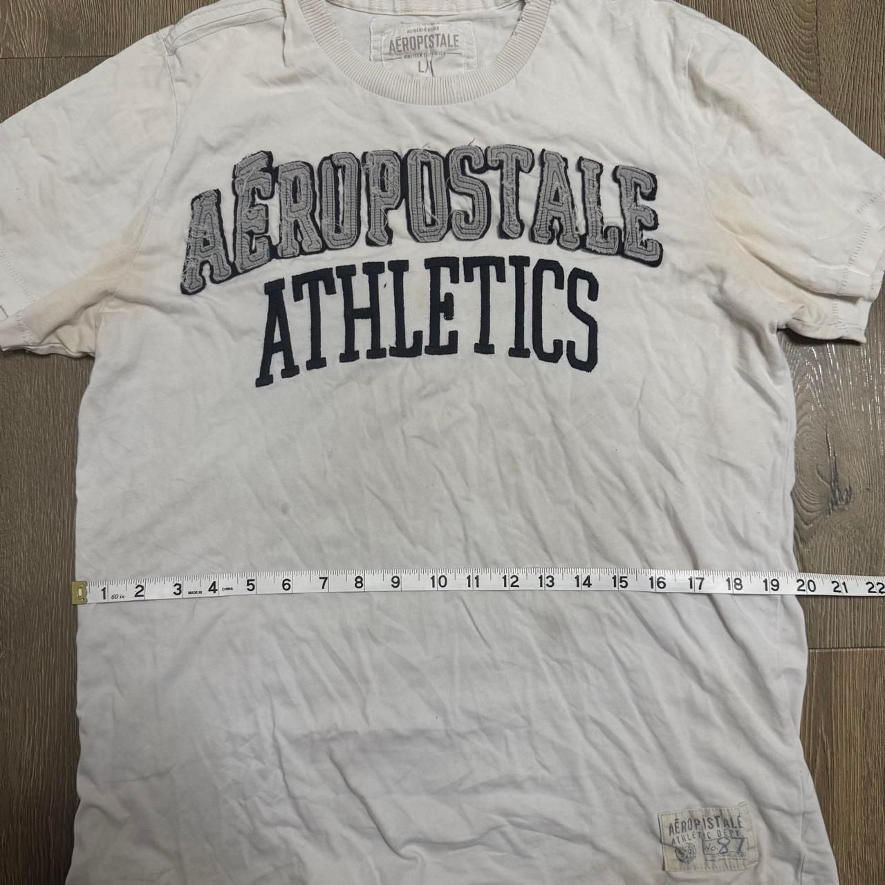 Aeropostale Athletics Graphic T-Shirt Size XL Off-White Frayed Distressed 5